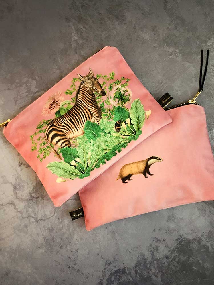 Velvet Zipped Bag - Zebra Gift Madame Treacle 