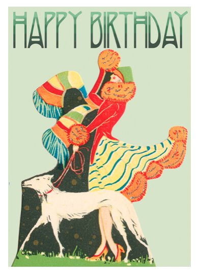 Walking The Dog Vintage Style Birthday Card - Blank Greeting Card card The Northern Line 