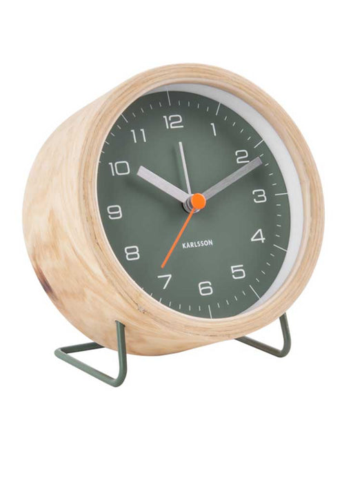 grey and wood alarm clock
