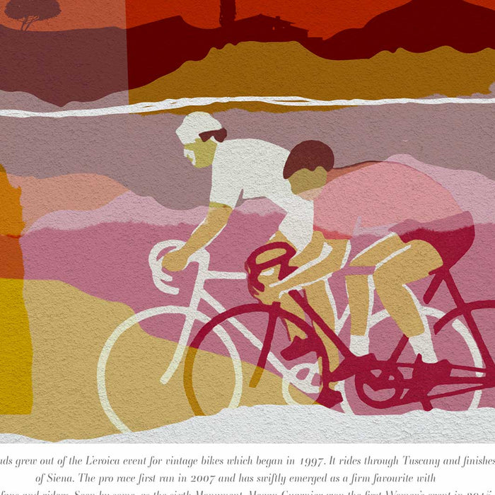 strade bianche white roads cycling poster print