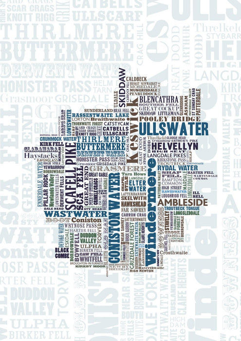 Word Wall Lake District Typographic Poster Print Posters The Northern Line 