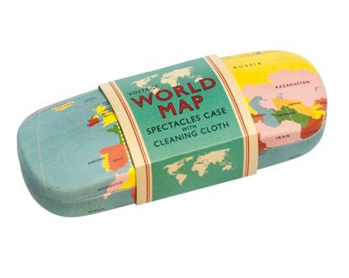 world map glasses case