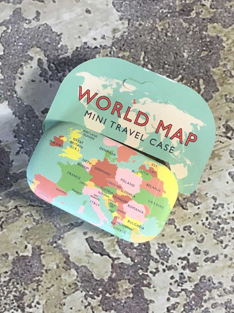 world map mini travel case