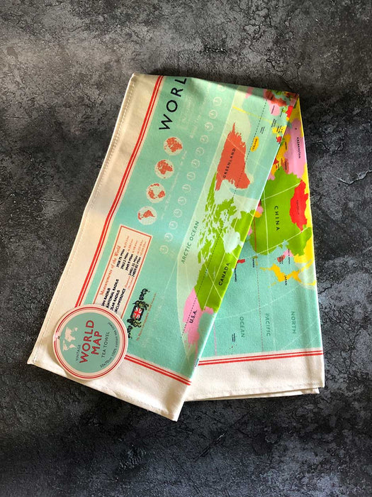 World Map Tea Towel classic homeware The Northern Line 