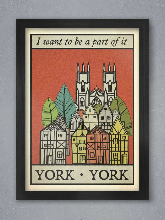 York poster, cathedral and shambles houses. 