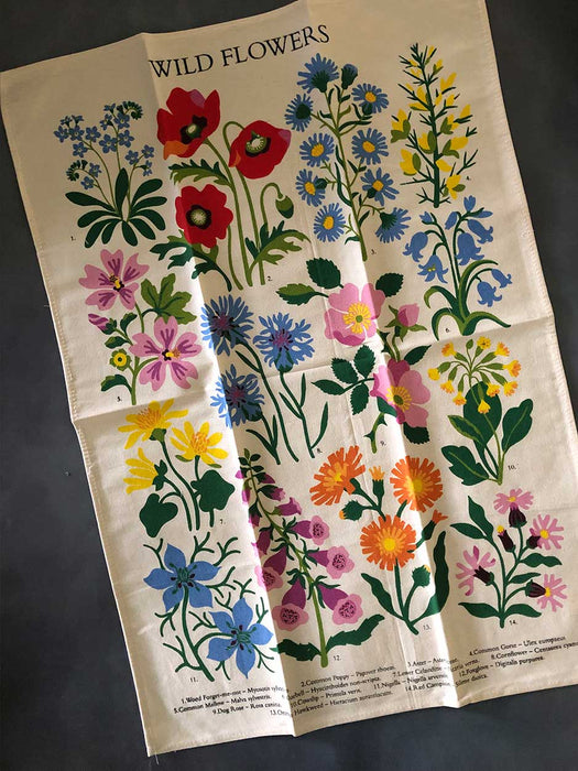wild flower cotton tea towel