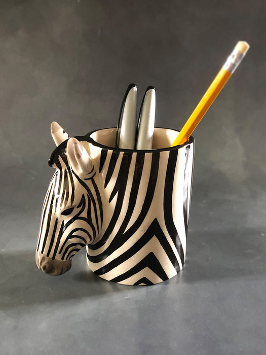 quail zebra pencil pot